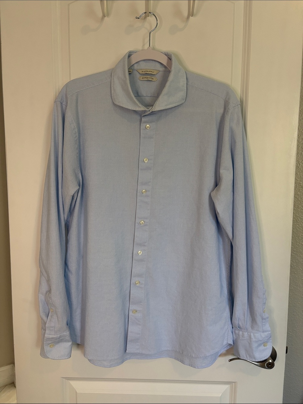 Suitsupply Egyptian Cotton Light Blue Textured Men's Dress Shirt Size 17 1/2 44